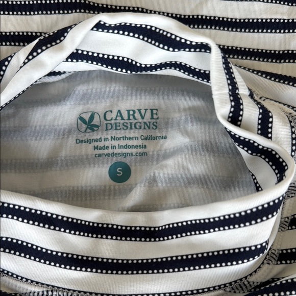 Striped Navy Blue and White Women's Rash Guard - Picture 3 of 4